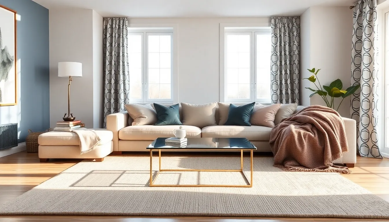 welcoming apartment interior with soft colors and layered textures.